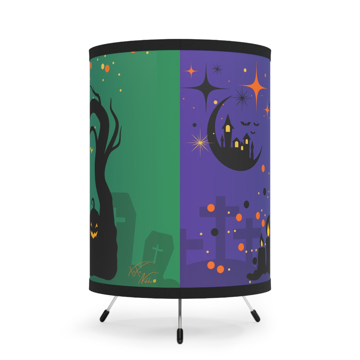 πβ¨ Midnight Mischief Halloween Lamp β Spooky-Cute Black Cat, Pumpkins & Graveyard Glow ππ€