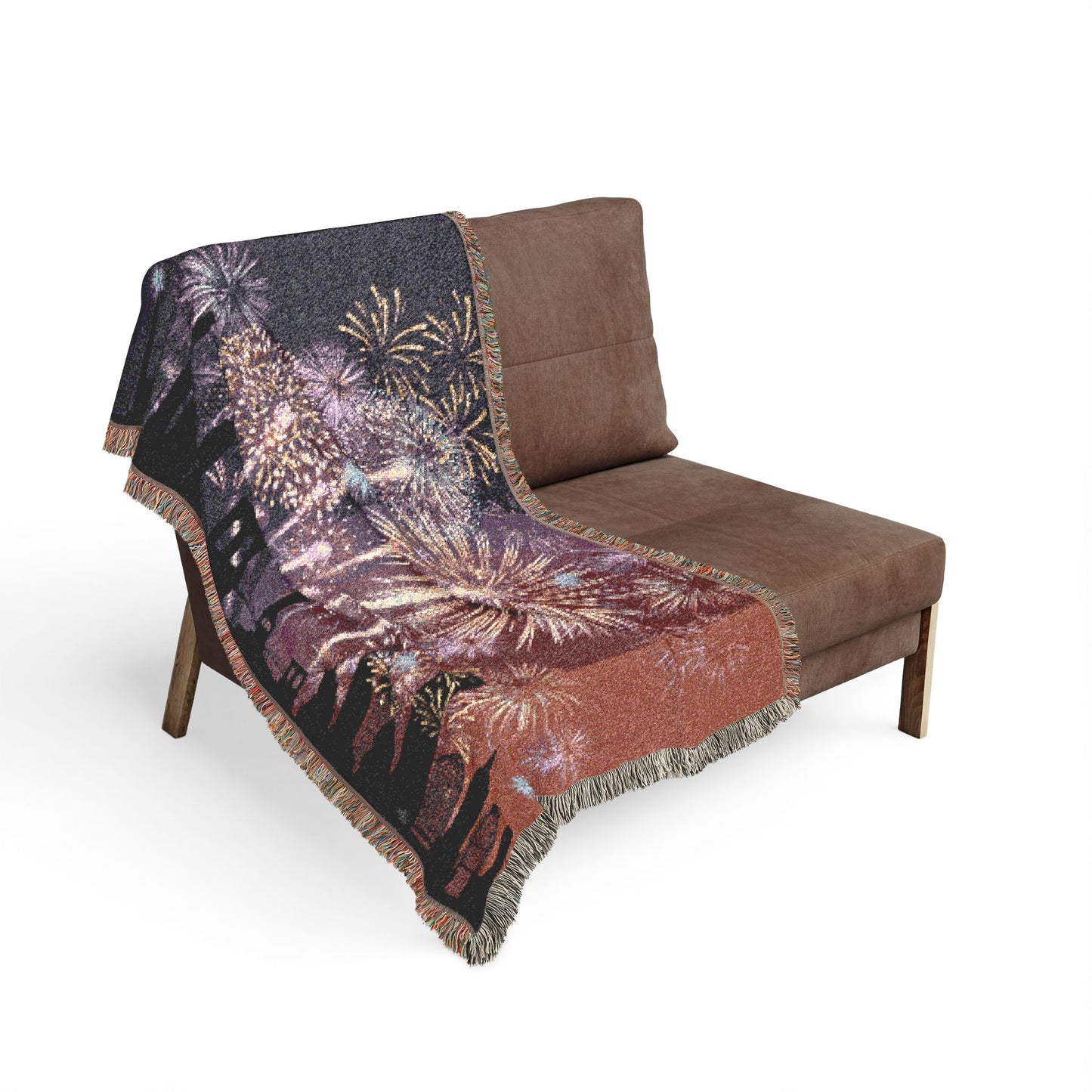 4th of July Fireworks Skyline Woven Blanket | Patriotic Throw Blanket & Home Decor đşđ¸â¨