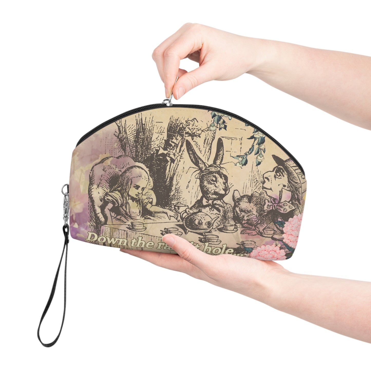 Alice in Wonderland Vintage Tea Party Makeup Bag | Whimsical Storybook Cosmetic Pouch πβ¨