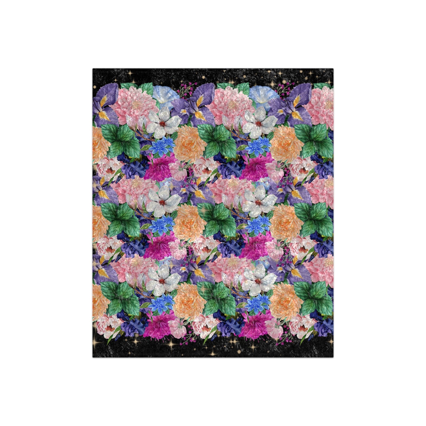 π Midnight Bloom: Crushed Velvet Blanket with Florals & Stars β¨πΈ