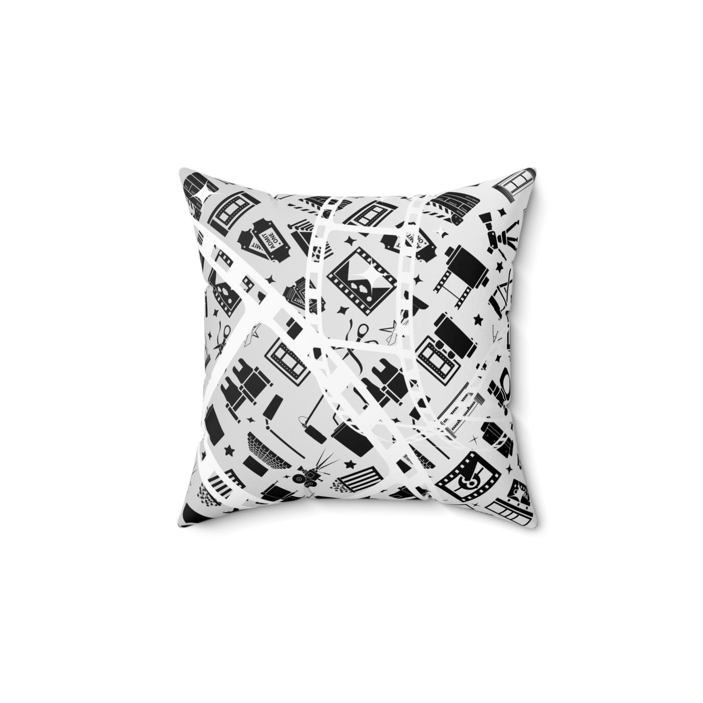 🍿 Retro Cinema Vibes: Black & White Gradient Movie Night Pillow 🎬✨