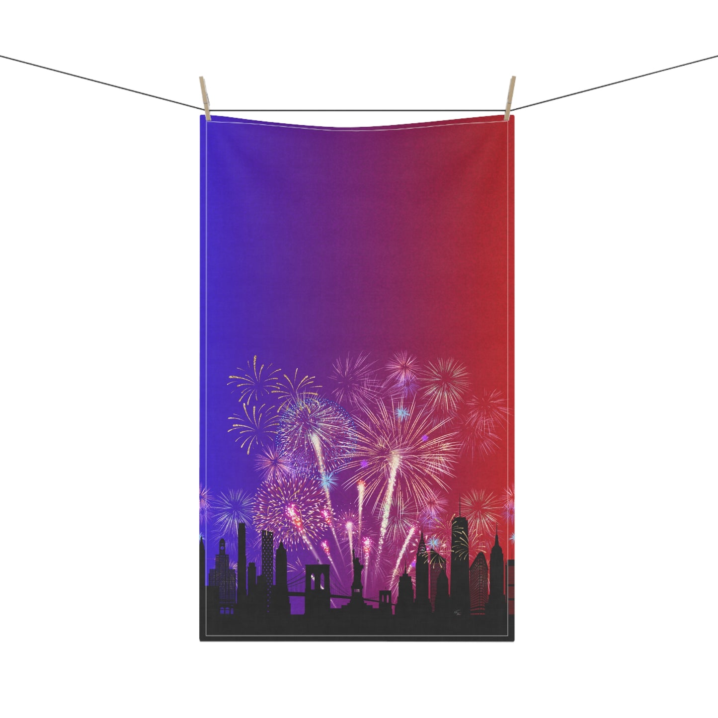 4th of July Fireworks Skyline Tea Towel | Patriotic Kitchen Decor, Red White & Blue πΊπΈβ¨