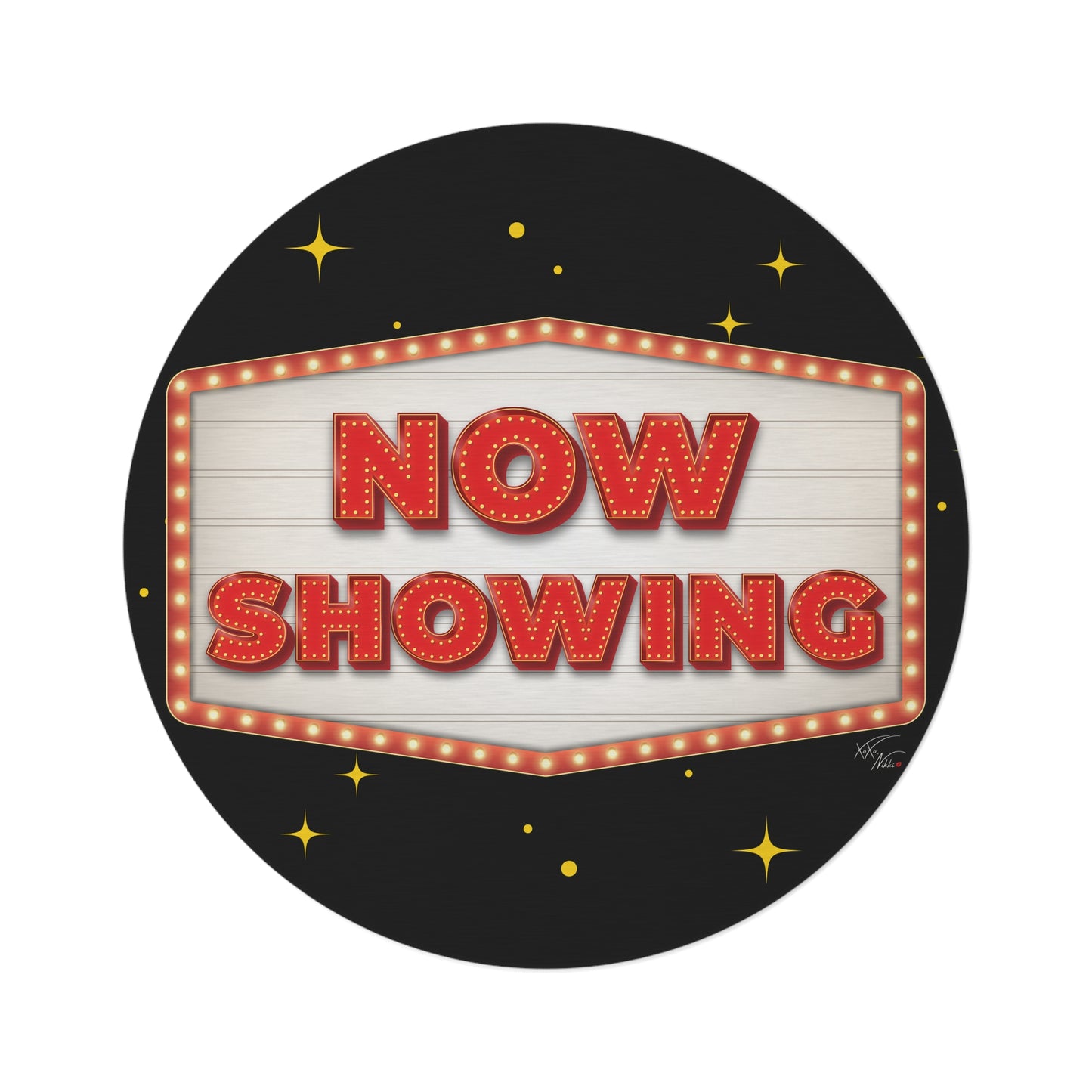 π¬ Roll Out the Red Carpet: Movie Night NOW SHOWING Round Rug πΏπ₯