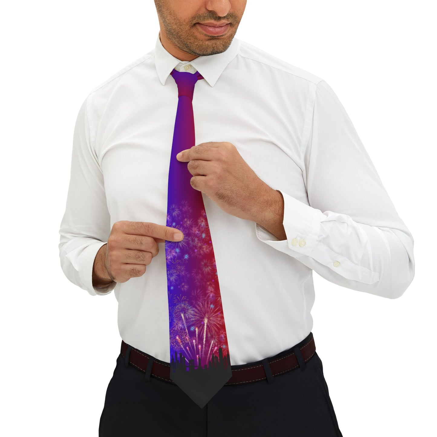 Midnight Skyline Tie 🎇 | Elegant Cityscape & Fireworks Design for Elevated Style