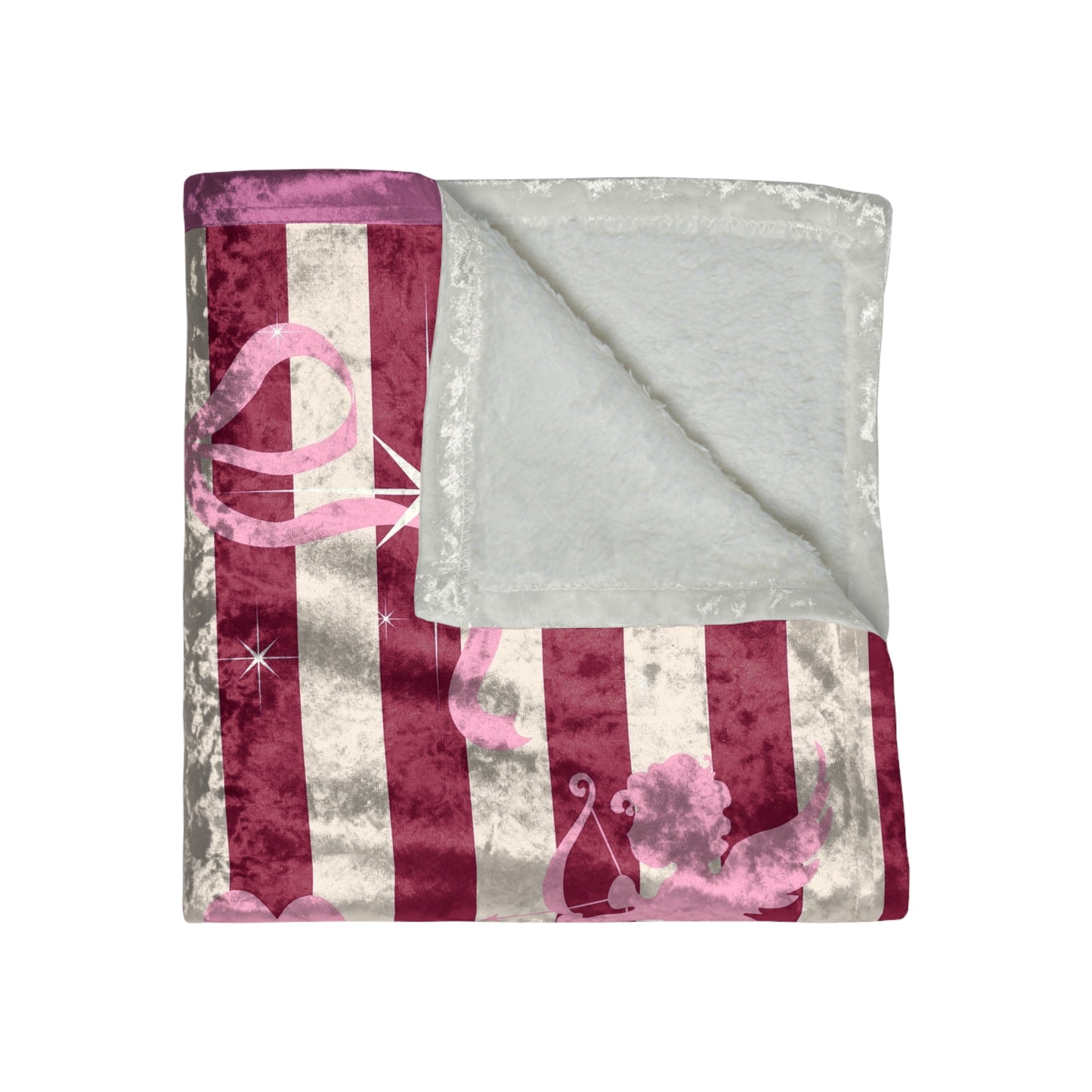 Red and White Cupid Valentine Stripe Crushed Velvet Throw Blanket ❤️🏹