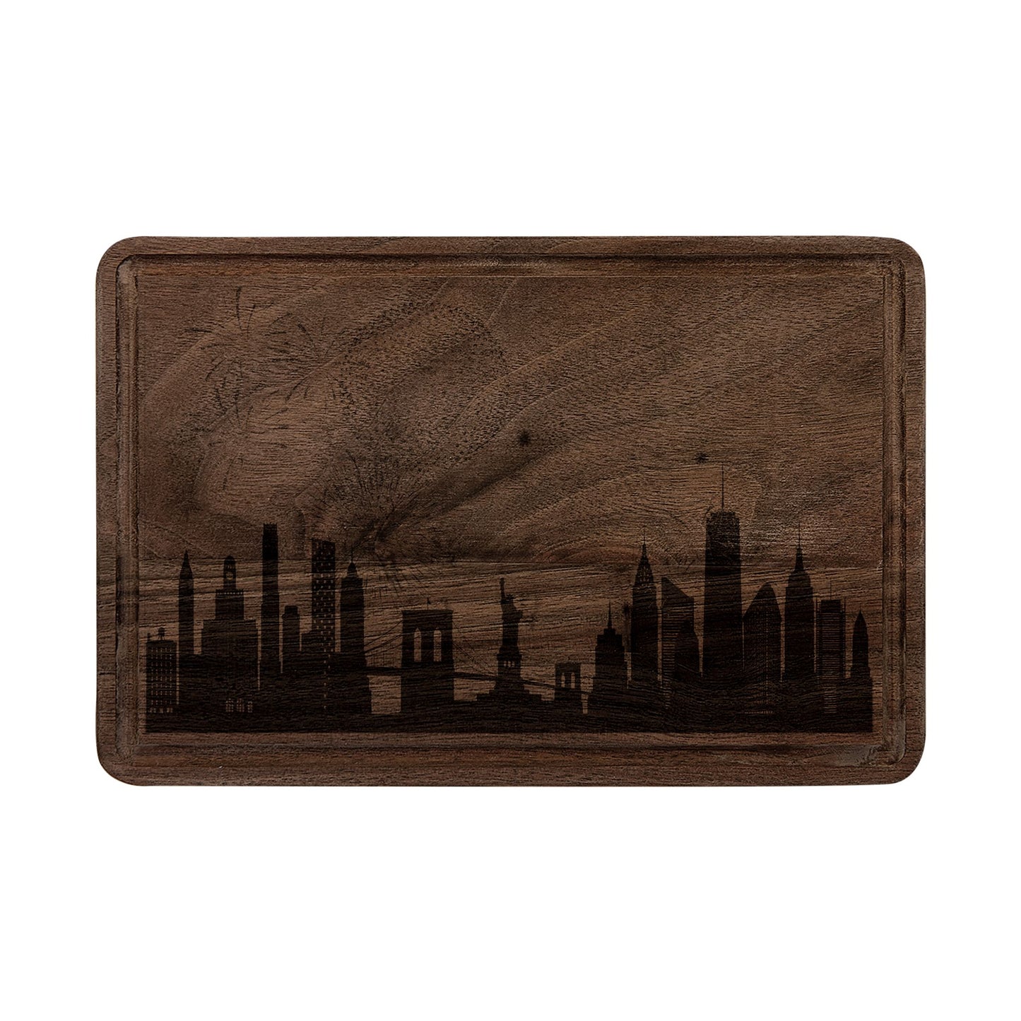 4th of July Fireworks Skyline Wood Cutting Board | Patriotic Kitchen Decor & Serving Board ✨