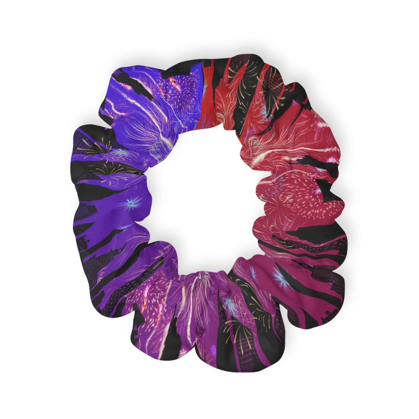 🎆 Boom, Babe! Cityscape Fireworks Scrunchie – Sparkle Up Your Style 🌃💁‍♀️