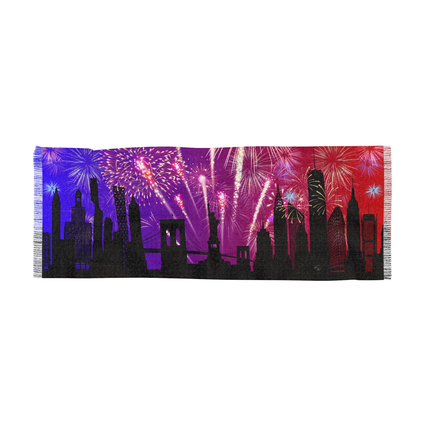 4th of July Fireworks Skyline Scarf | Patriotic Fashion Accessory, Red White & Blue ✨