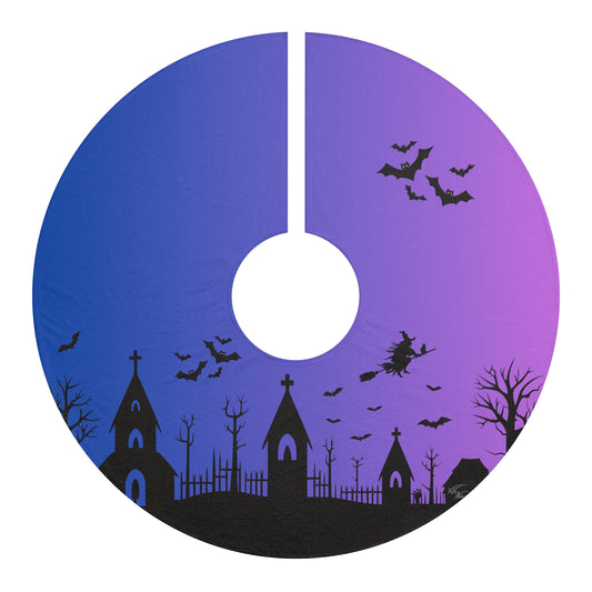 🎃🦇 Haunted Graveyard Spooky Halloween Tree Skirt 🕸️🌙