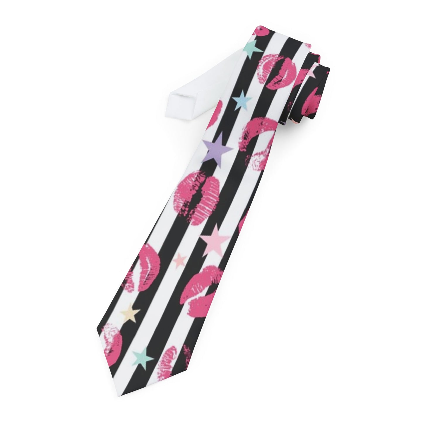 Black and White Stripe Valentine Men & Women's Necktie 🖤🤍💋