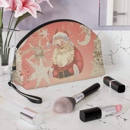 🎅 Vintage Santa Cosmetic & Travel Bag – Limited Edition Christmas Makeup Pouch 🎁