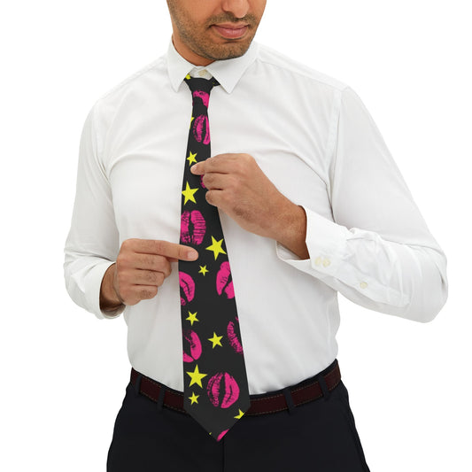 💋 Starstruck: Lips & Stars Necktie 🌟🔥