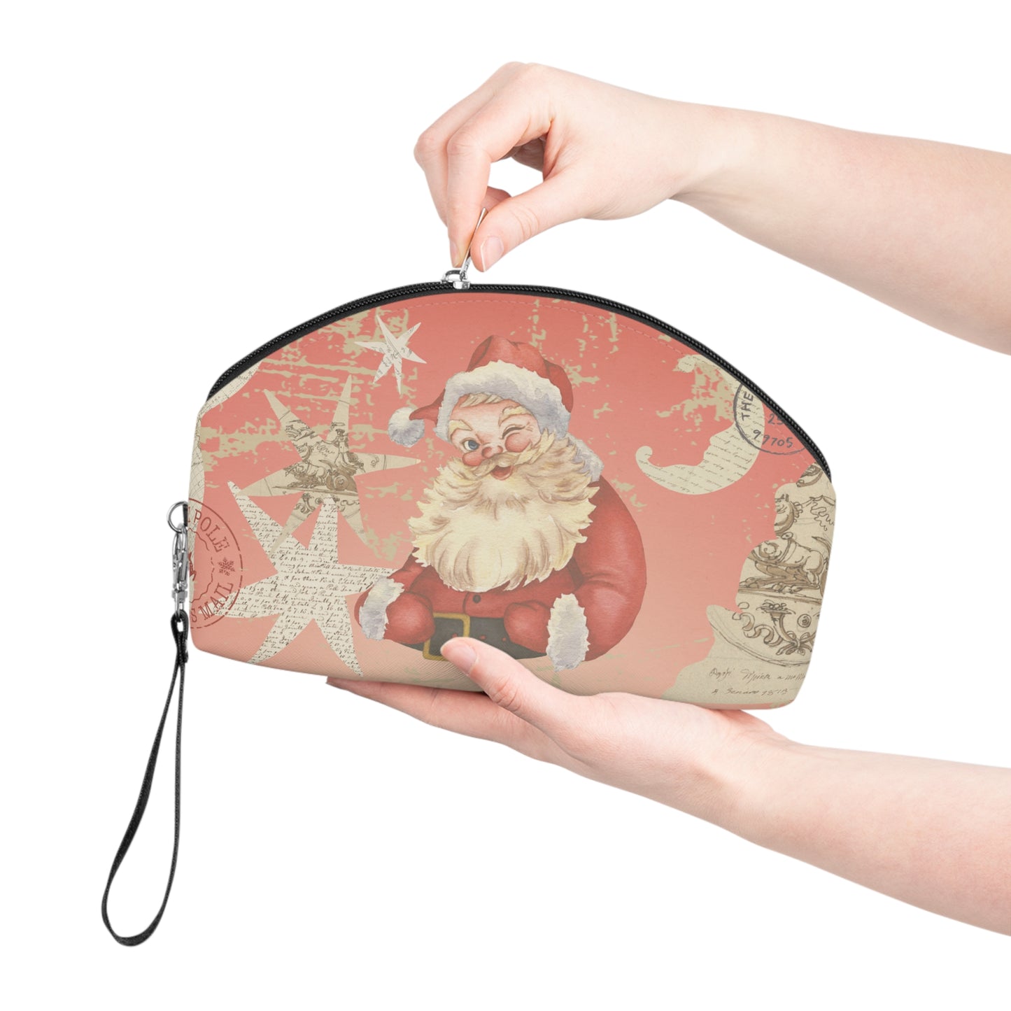 🎅 Vintage Santa Cosmetic & Travel Bag – Limited Edition Christmas Makeup Pouch 🎁