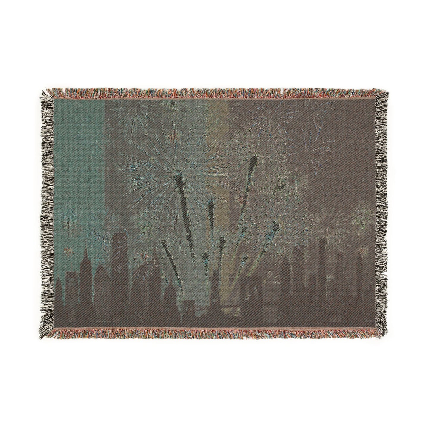4th of July Fireworks Skyline Woven Blanket | Patriotic Throw Blanket & Home Decor 🇺🇸✨