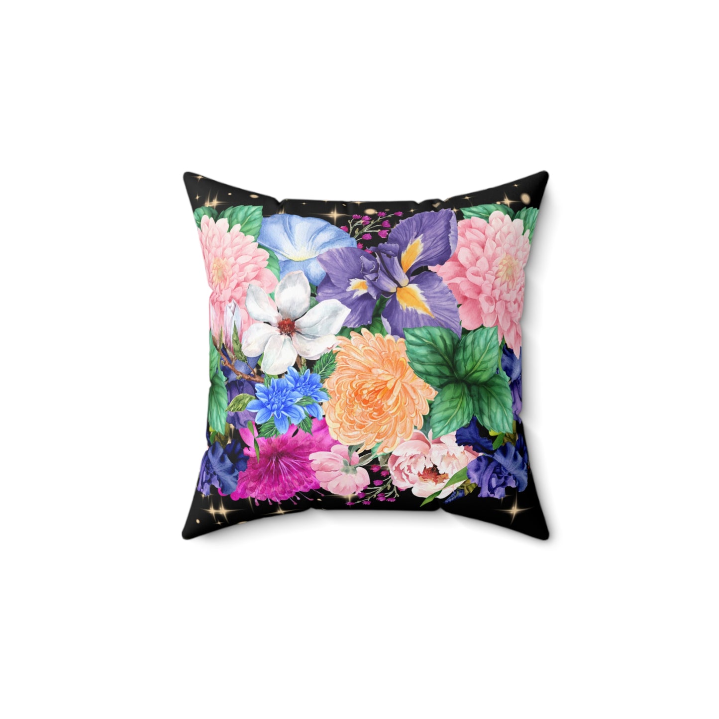 🌌 Starry Night Bloom Decorative Throw Pillow – Floral & Star Print Accent Cushion for Couch, Bed, or Chair ✨🌸