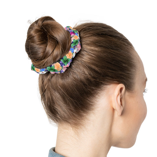 🌸✨ Stardust Floral Scrunchie – Cute Starry Hair Tie for Women & Teens | Whimsical Celestial Hair Accessory 🌼🌙