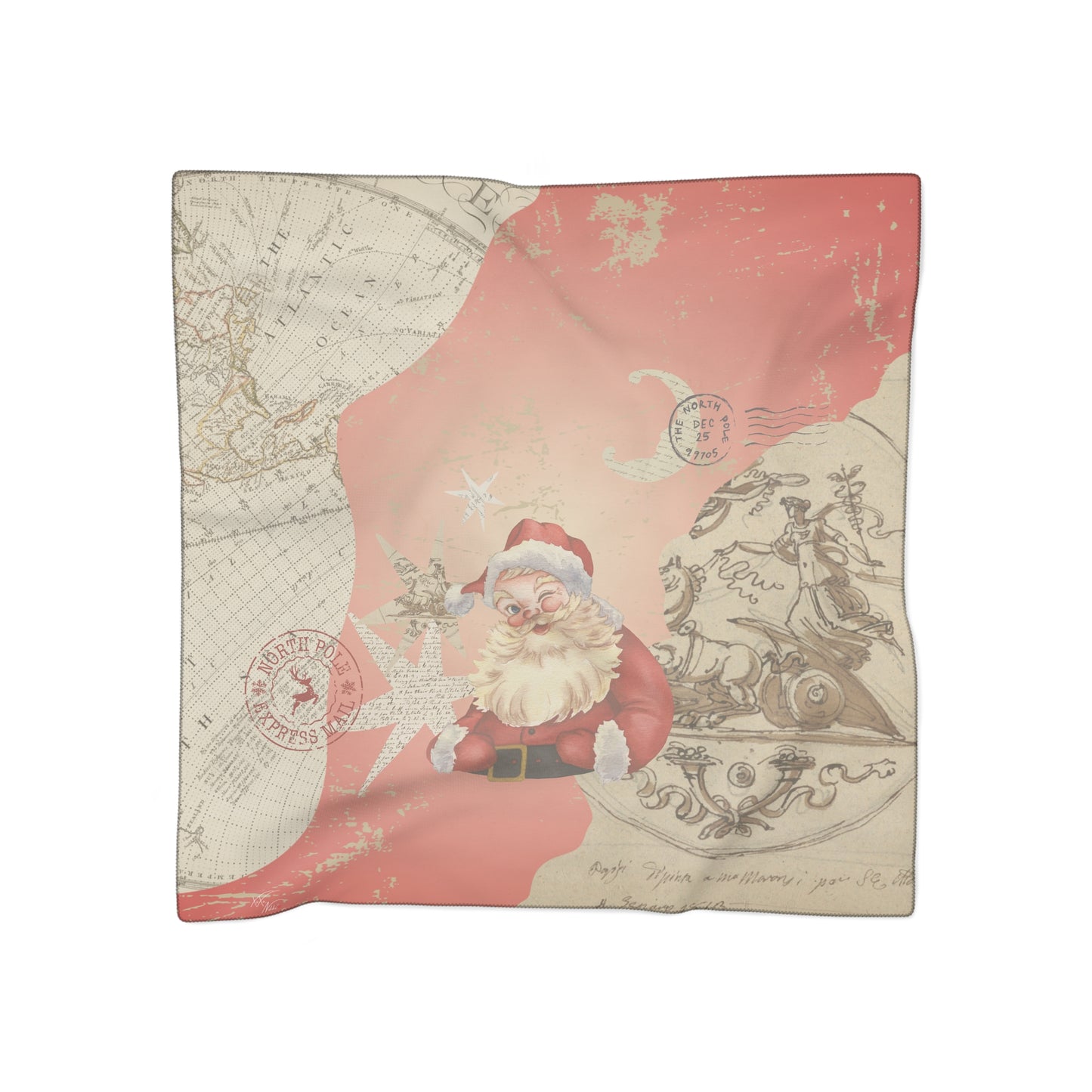 Vintage Santa North Pole Limited Edition Christmas Scarf 🎅✨ | Holiday Fashion Accessory