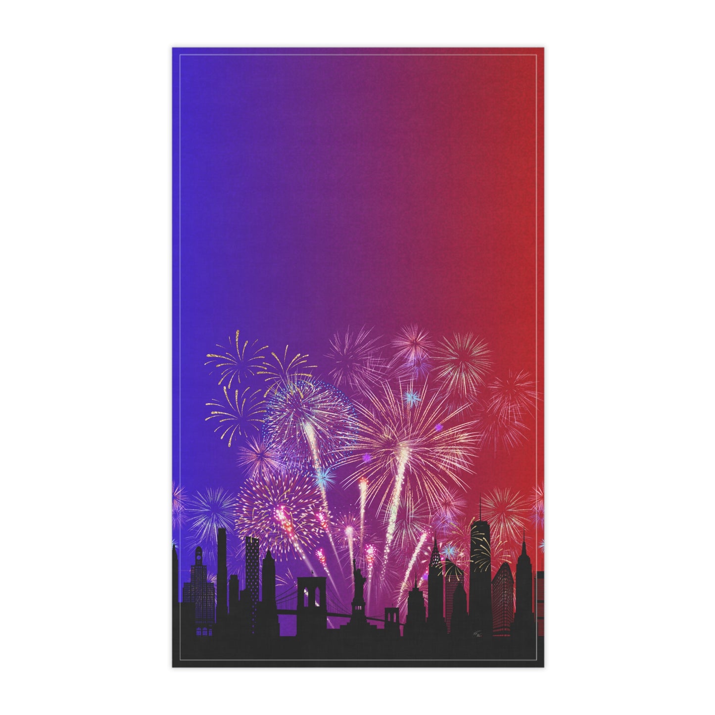 4th of July Fireworks Skyline Tea Towel | Patriotic Kitchen Decor, Red White & Blue 🇺🇸✨