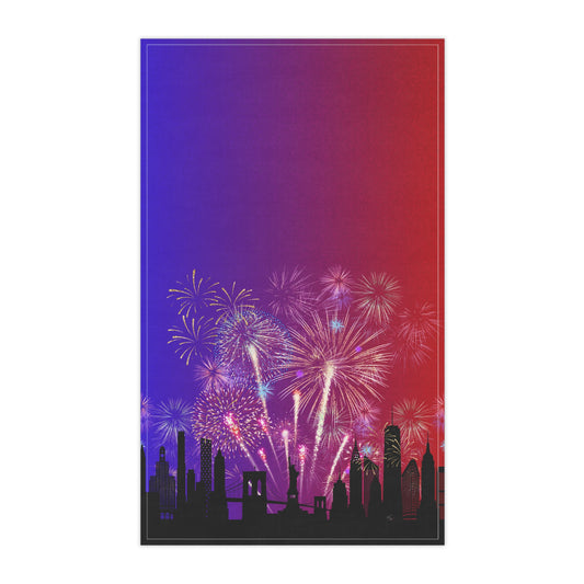 4th of July Fireworks Skyline Tea Towel | Patriotic Kitchen Decor, Red White & Blue 🇺🇸✨