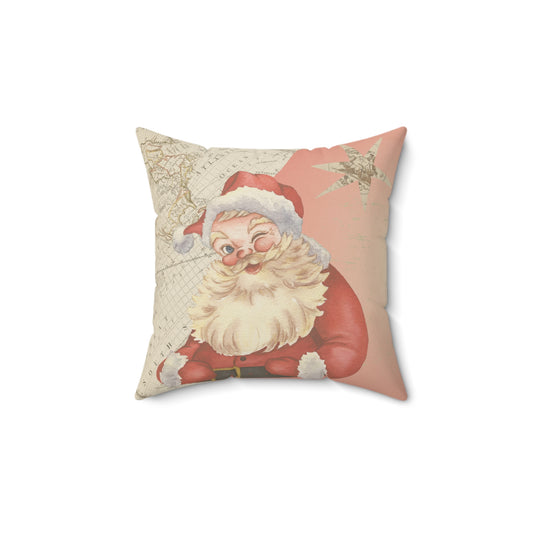 ✨ Vintage Santa Winking Christmas Throw Pillow Cozy Holiday Home Décor 🎅🌟