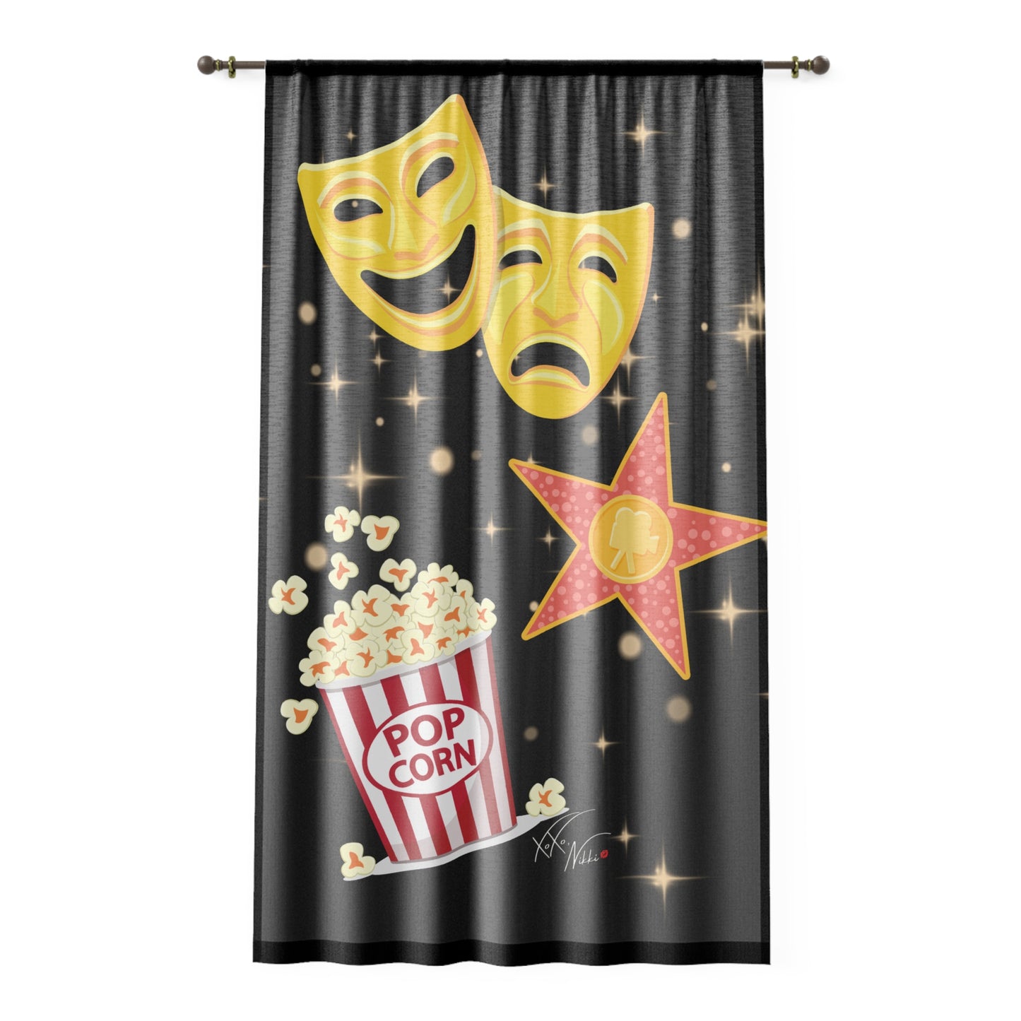 🎬 Blockbuster Vibes: Movie-Themed Sheer Curtain 🍿🎥