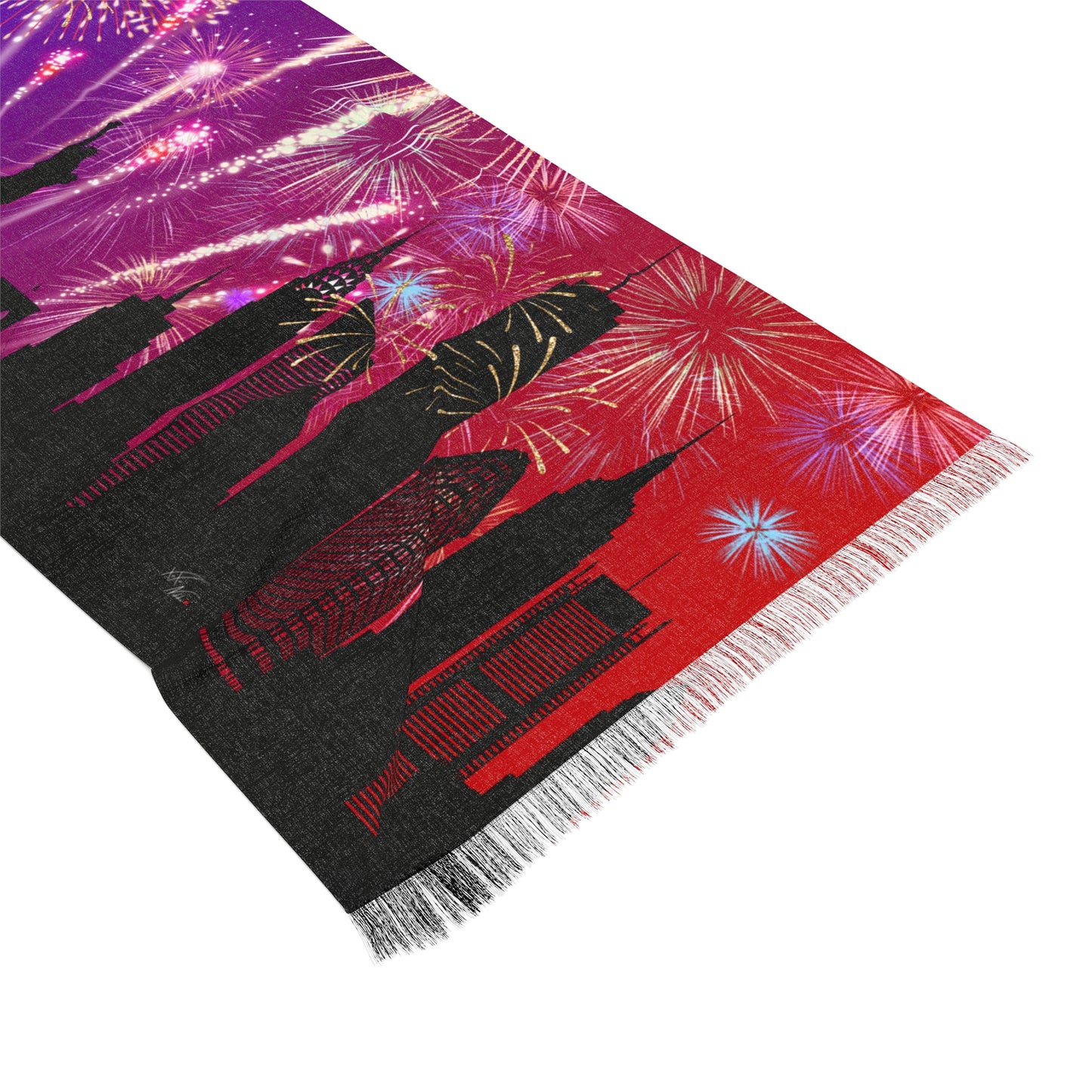 4th of July Fireworks Skyline Scarf | Patriotic Fashion Accessory, Red White & Blue ✨