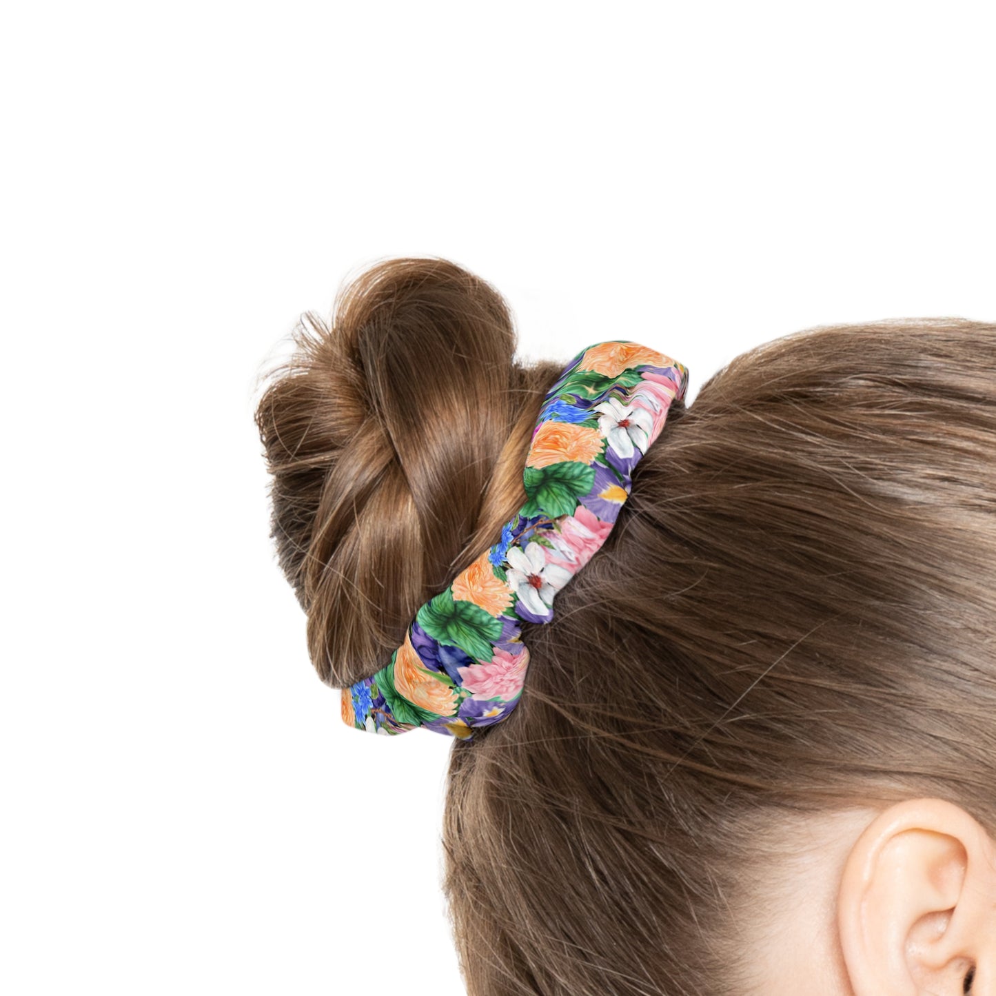 🌸✨ Stardust Floral Scrunchie – Cute Starry Hair Tie for Women & Teens | Whimsical Celestial Hair Accessory 🌼🌙