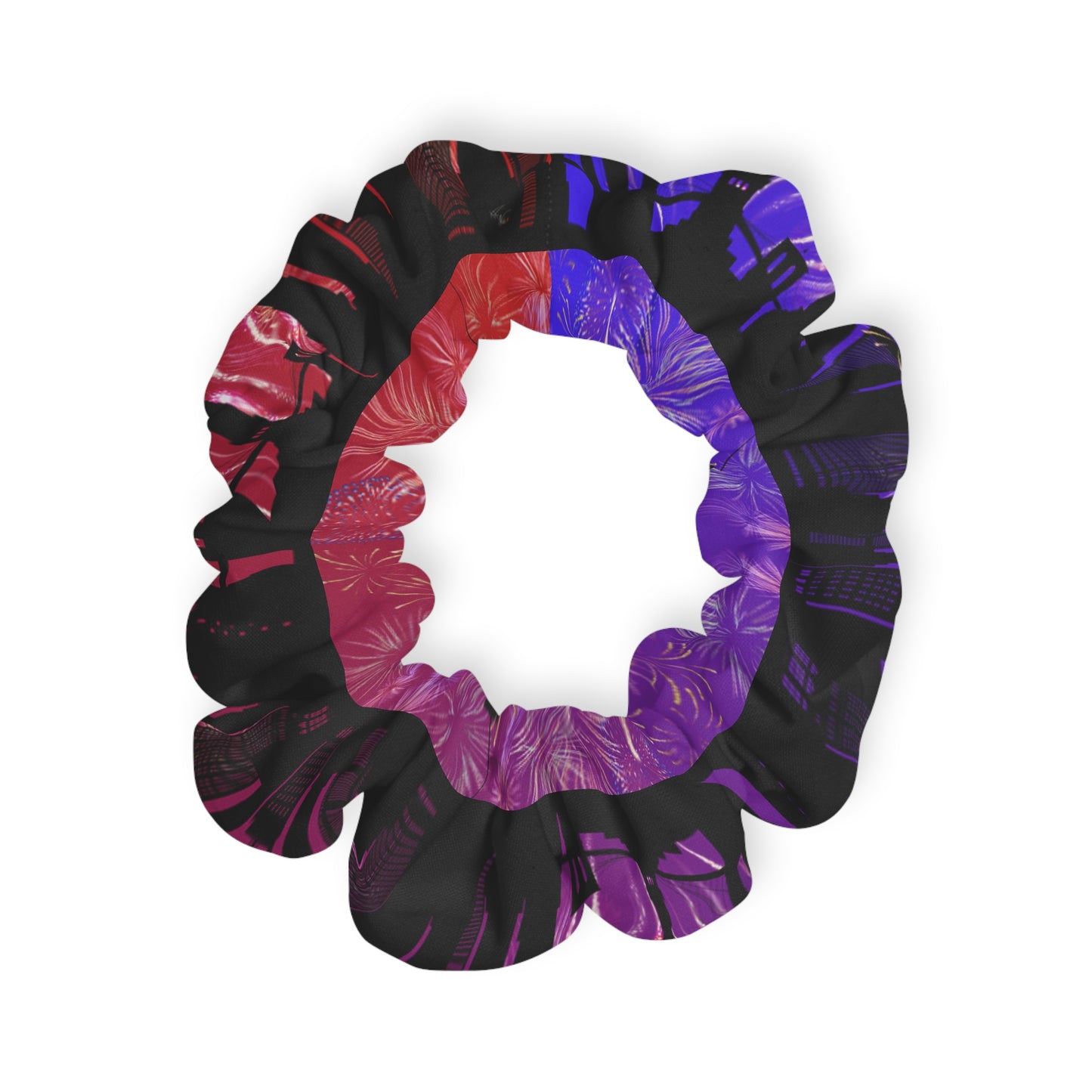 🎆 Boom, Babe! Cityscape Fireworks Scrunchie – Sparkle Up Your Style 🌃💁‍♀️