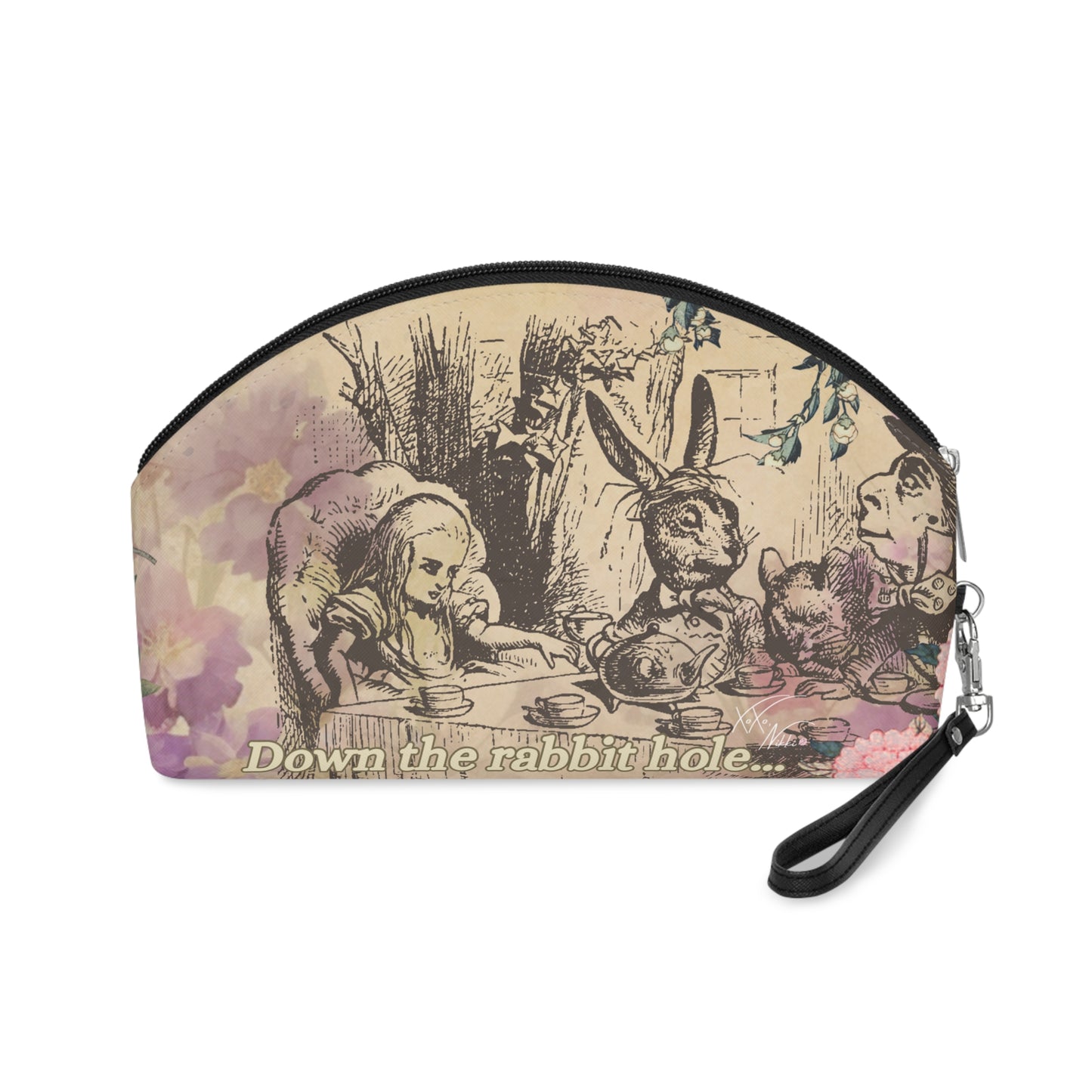 Alice in Wonderland Vintage Tea Party Makeup Bag | Whimsical Storybook Cosmetic Pouch 🐇✨