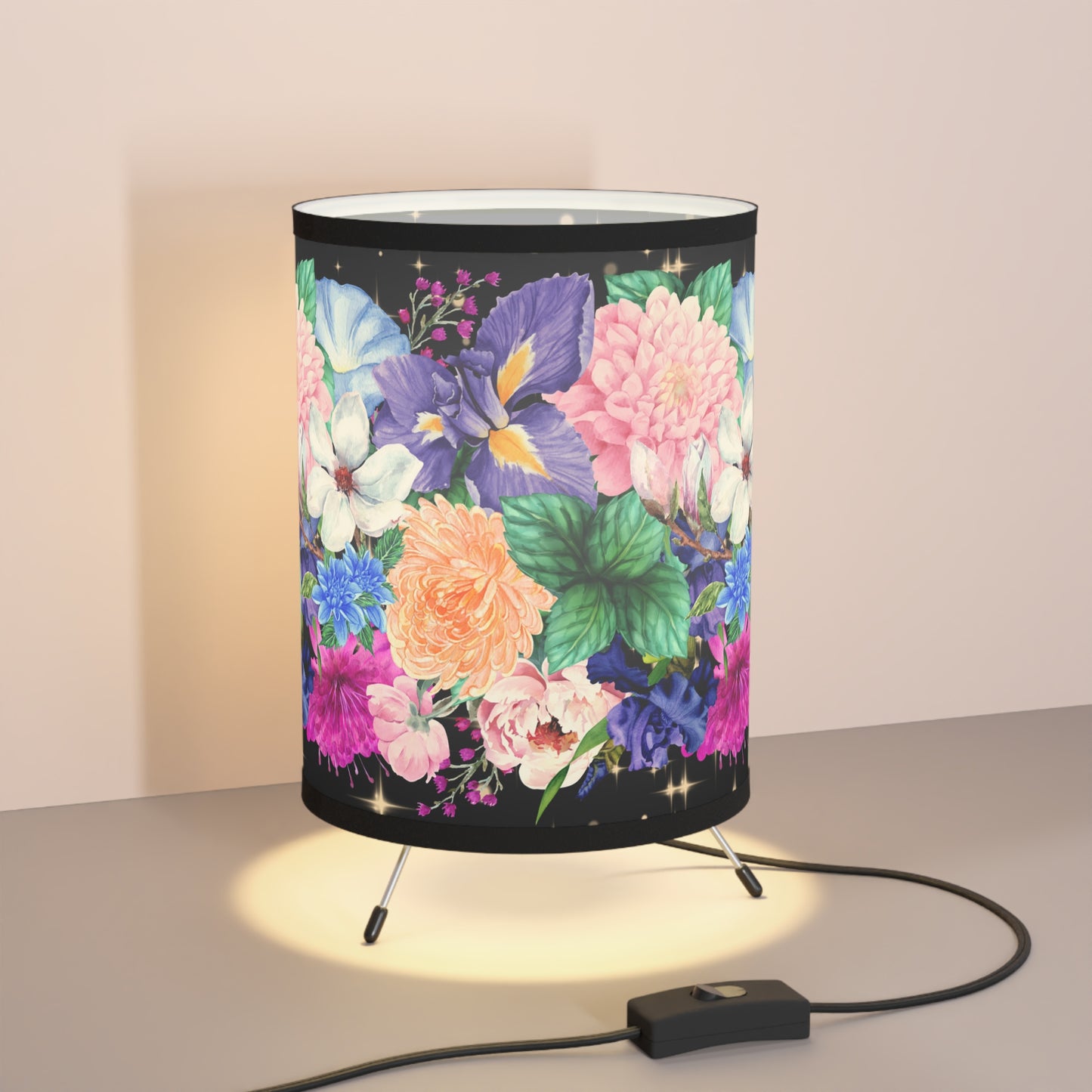 🌸⚡ “Dark Bloom” Starry Floral Lamp – Soft Glow, Sharp Vibes 🌑✨