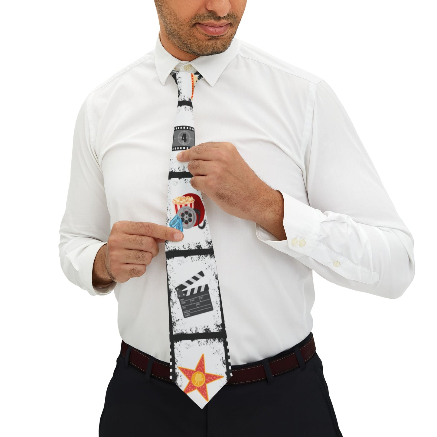 🎬 Classic Cinematic: Retro Movie Necktie 🍿🎥
