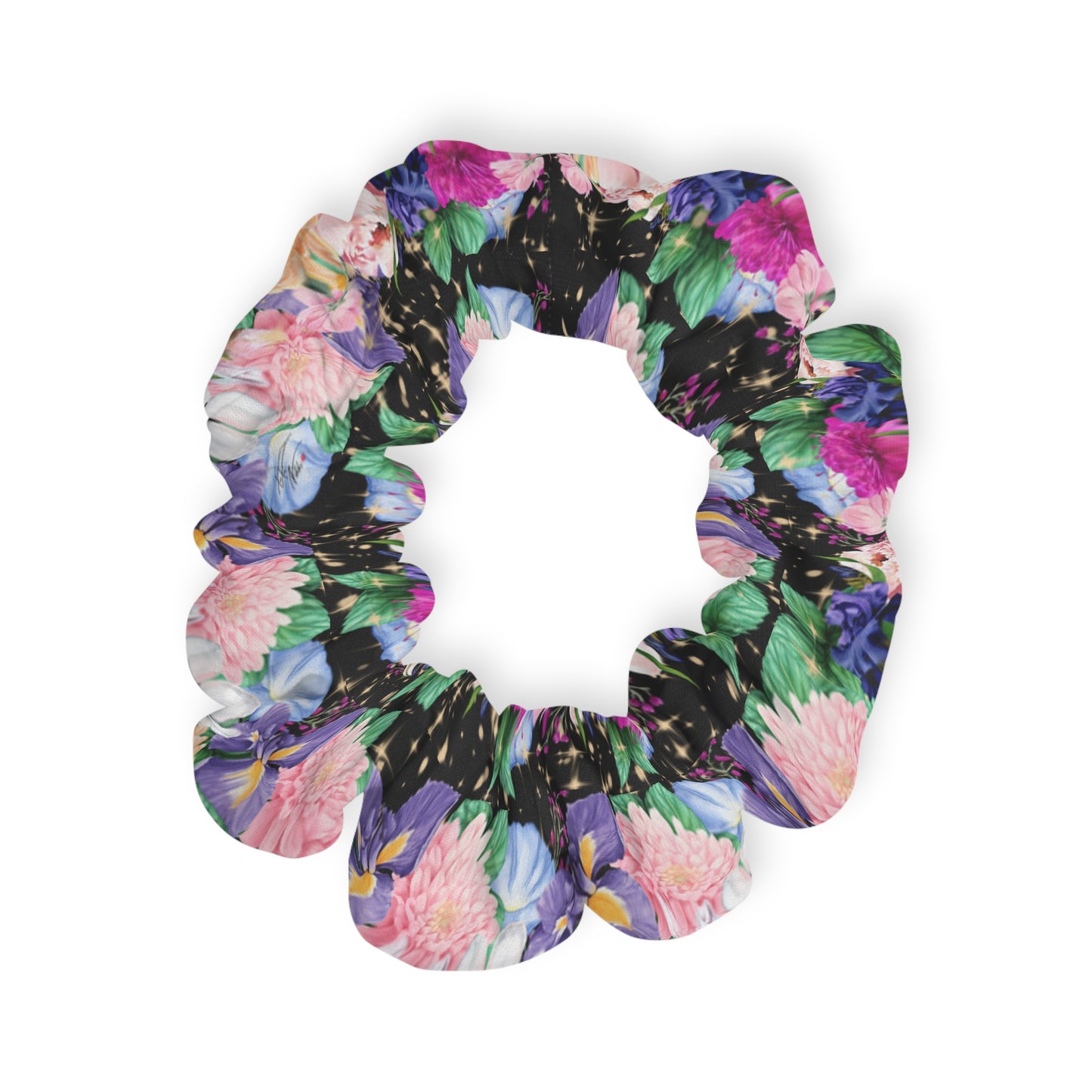 🌸✨ Stardust Floral Scrunchie – Cute Starry Hair Tie for Women & Teens | Whimsical Celestial Hair Accessory 🌼🌙